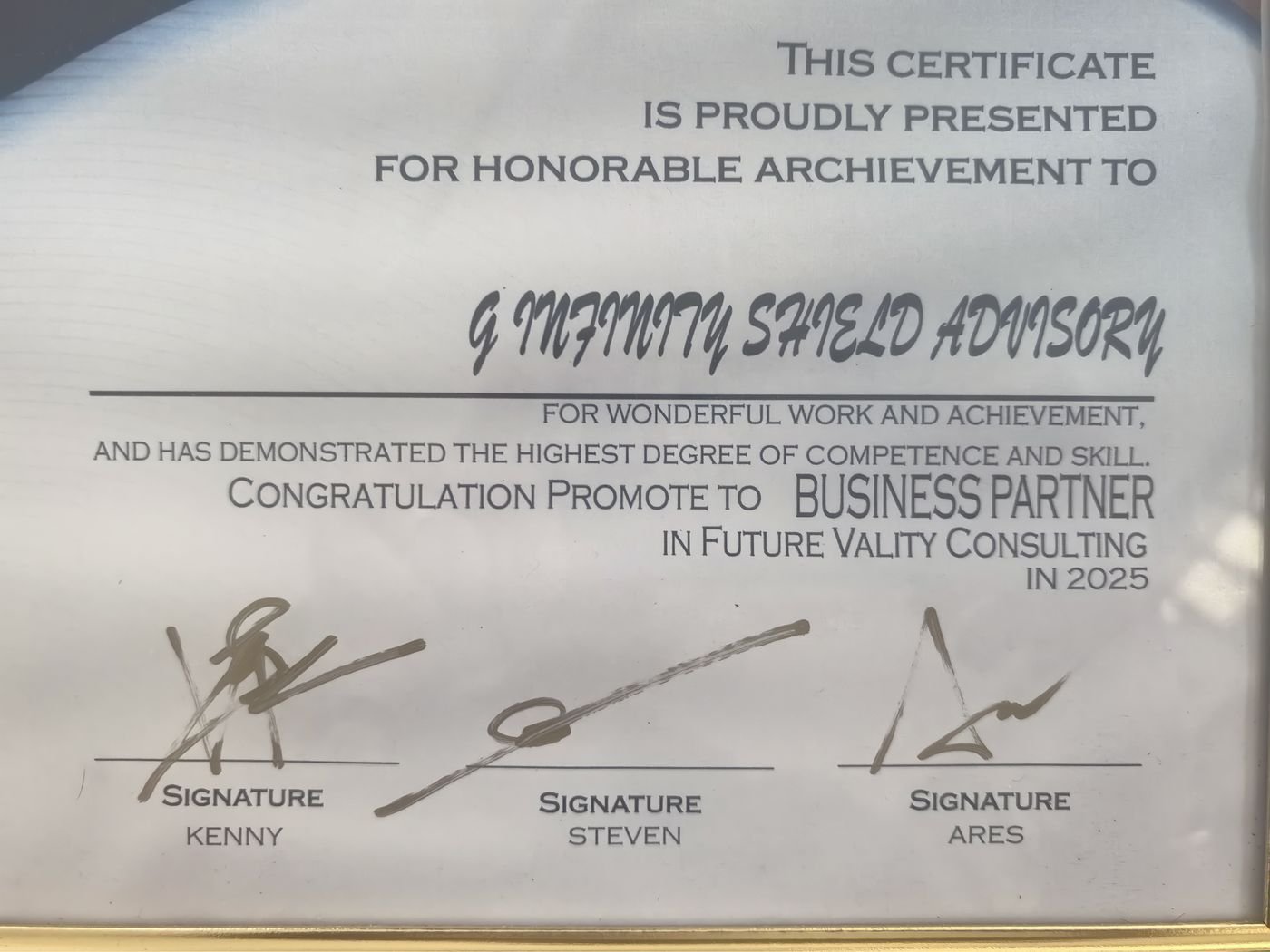 FV — Certificate of Achievement — 2025 — Karen Advisory